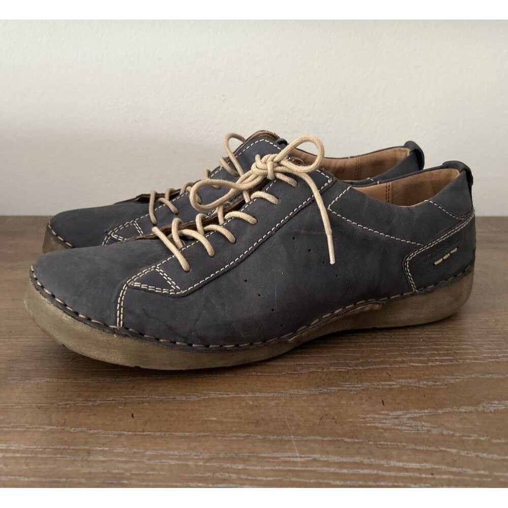 Josef Seibel Fergey 56 Womens Shoes Sz 40 US 9 Slate Blue Grey Leather Sneakers